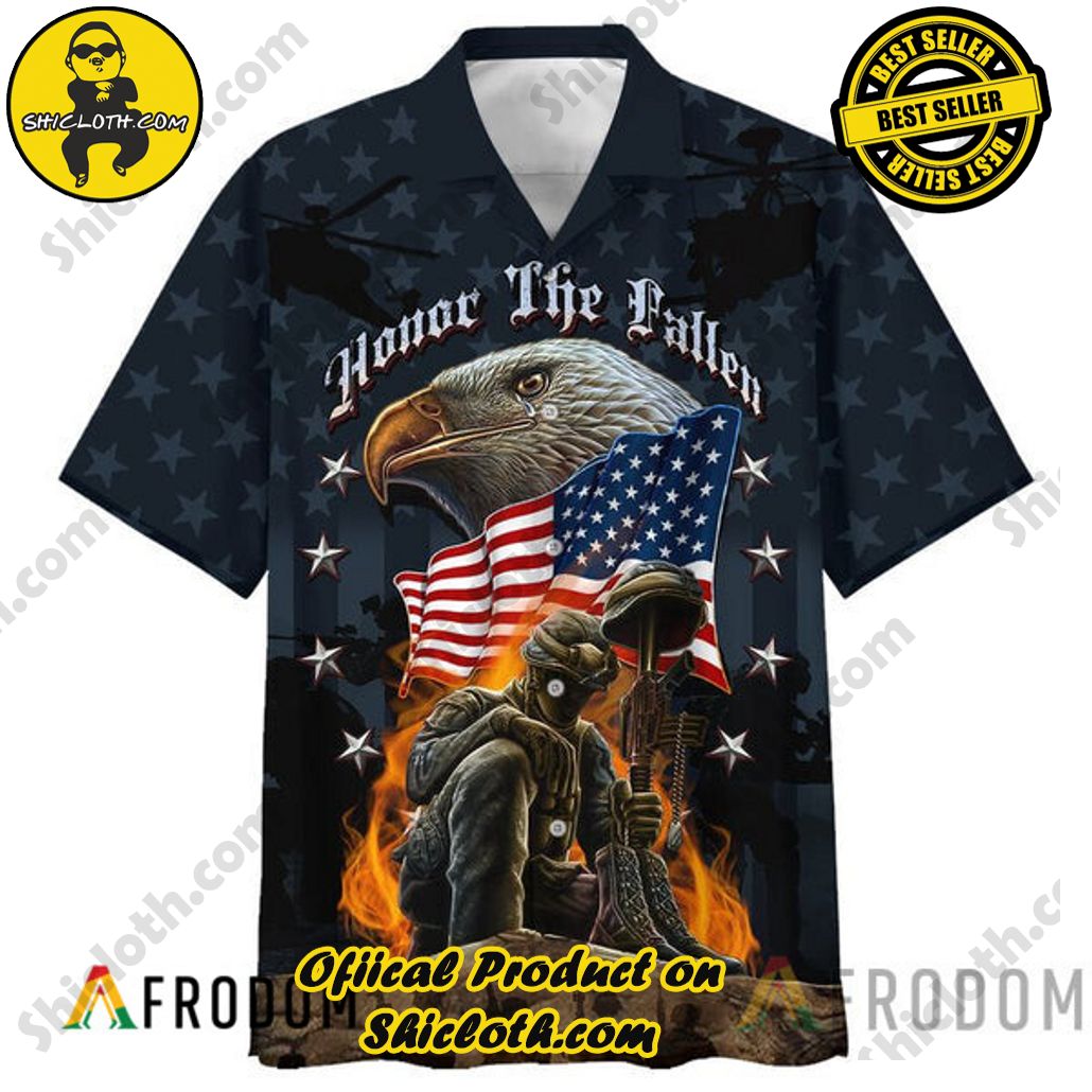 Embrace Island Vibes: Introducing Shicloth's Tropical Paradise Apparel Hawaiian Shirt 93 USA Flag Soldier Honor The Fallen Veteran Tropical Paradise Apparel Hawaiian Shirt
