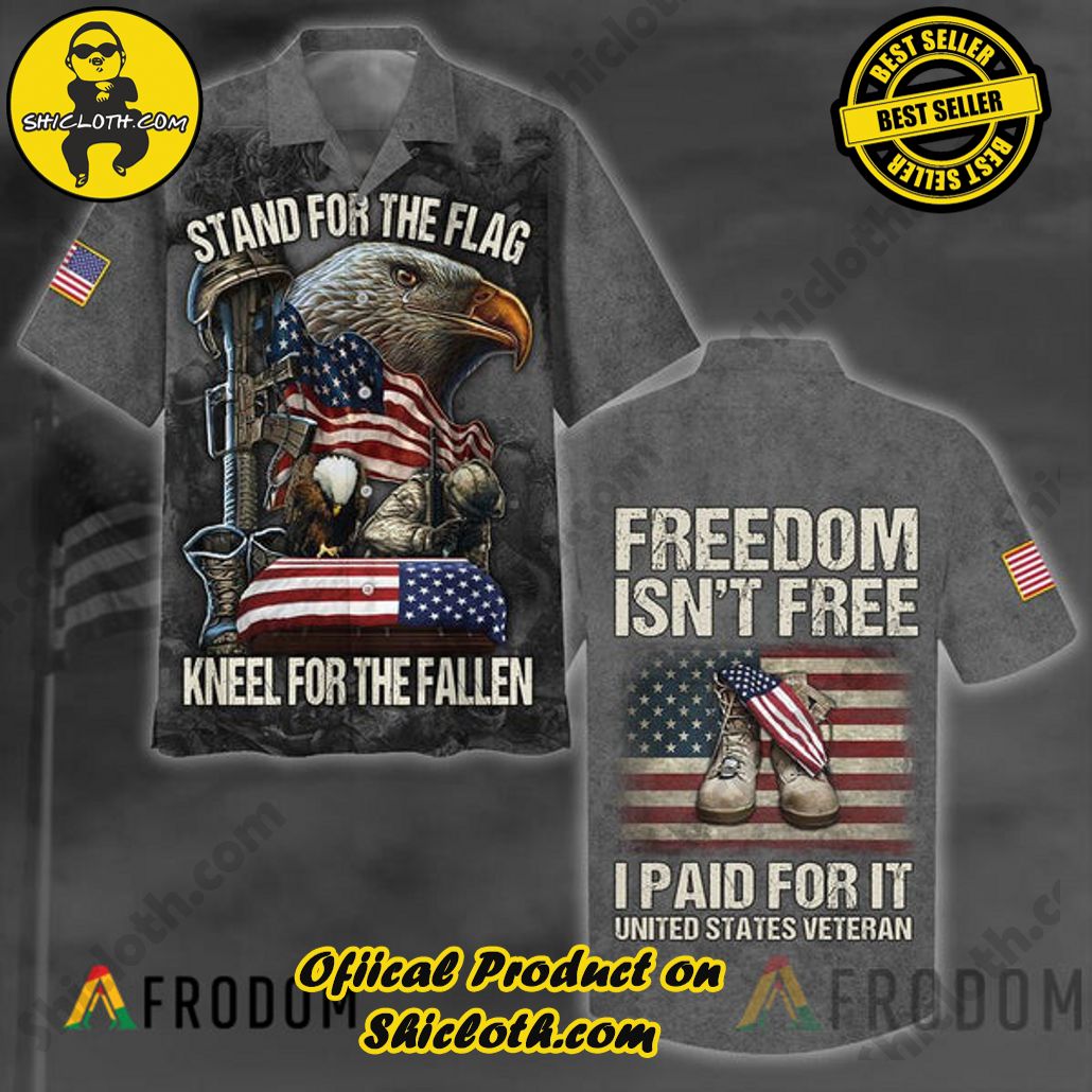 Embrace Island Vibes: Introducing Shicloth's Tropical Paradise Apparel Hawaiian Shirt 94 USA Flag Stand For The Flag Kneel For The Fallen Veteran Tropical Paradise Apparel Hawaiian Shirt