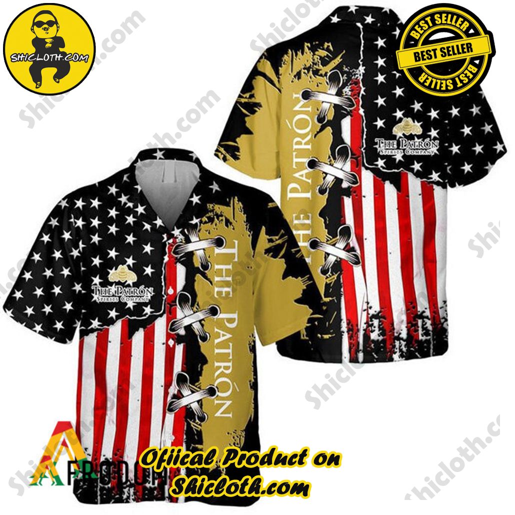 Explore Paradise: Introducing Shicloth's Hawaiian Shirt and Shorts Set 101 Vintage USA Flag Patron Tequila Hawaiian Shirt