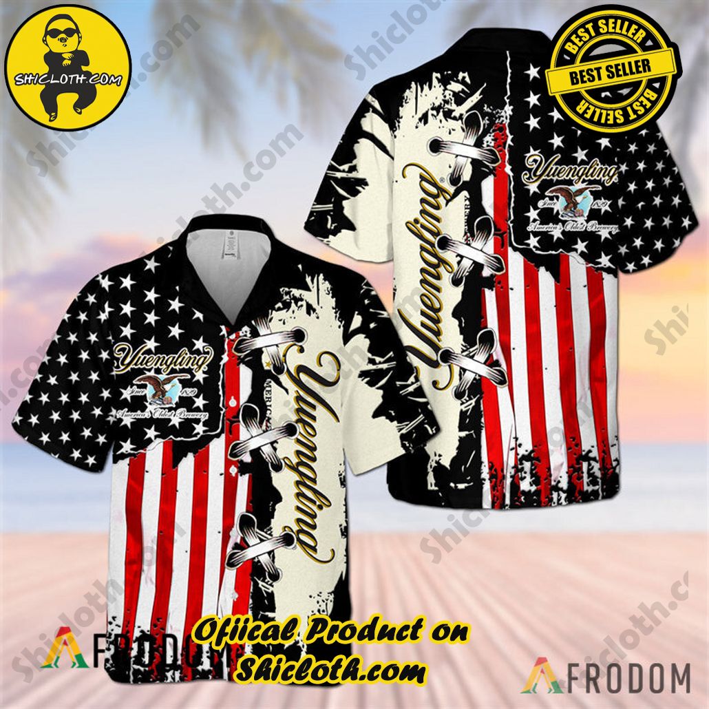Get Summer Ready: Discover Shicloth's Hawaiian Shirt and Shorts Set Collection 99 Vintage USA Flag Yuengling Hawaiian Shirt