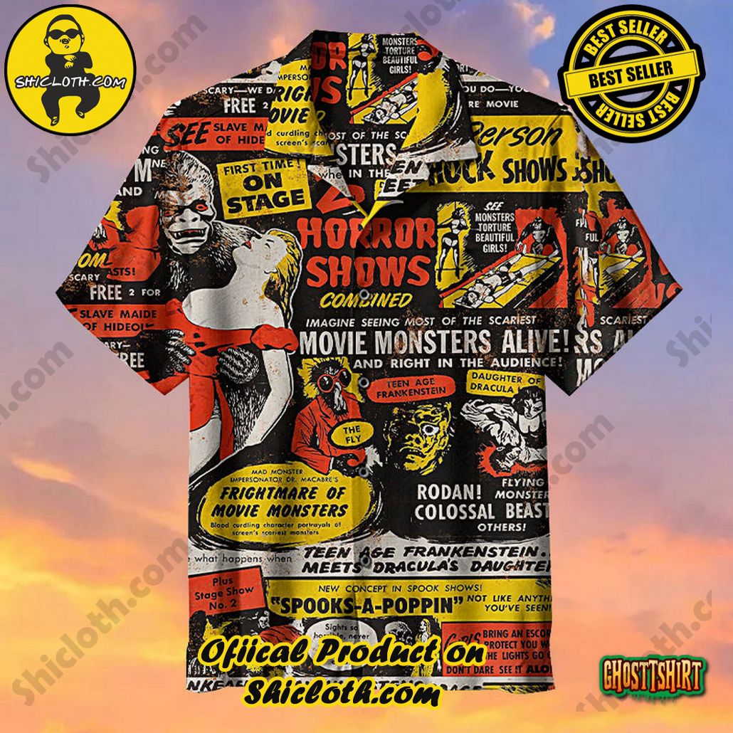Experience the Vibrant Aloha Spirit with Shicloth's Hawaiian Shirt Collection 11 1957 Movie Monster Shows Universal Aloha Hawaiian Shirt