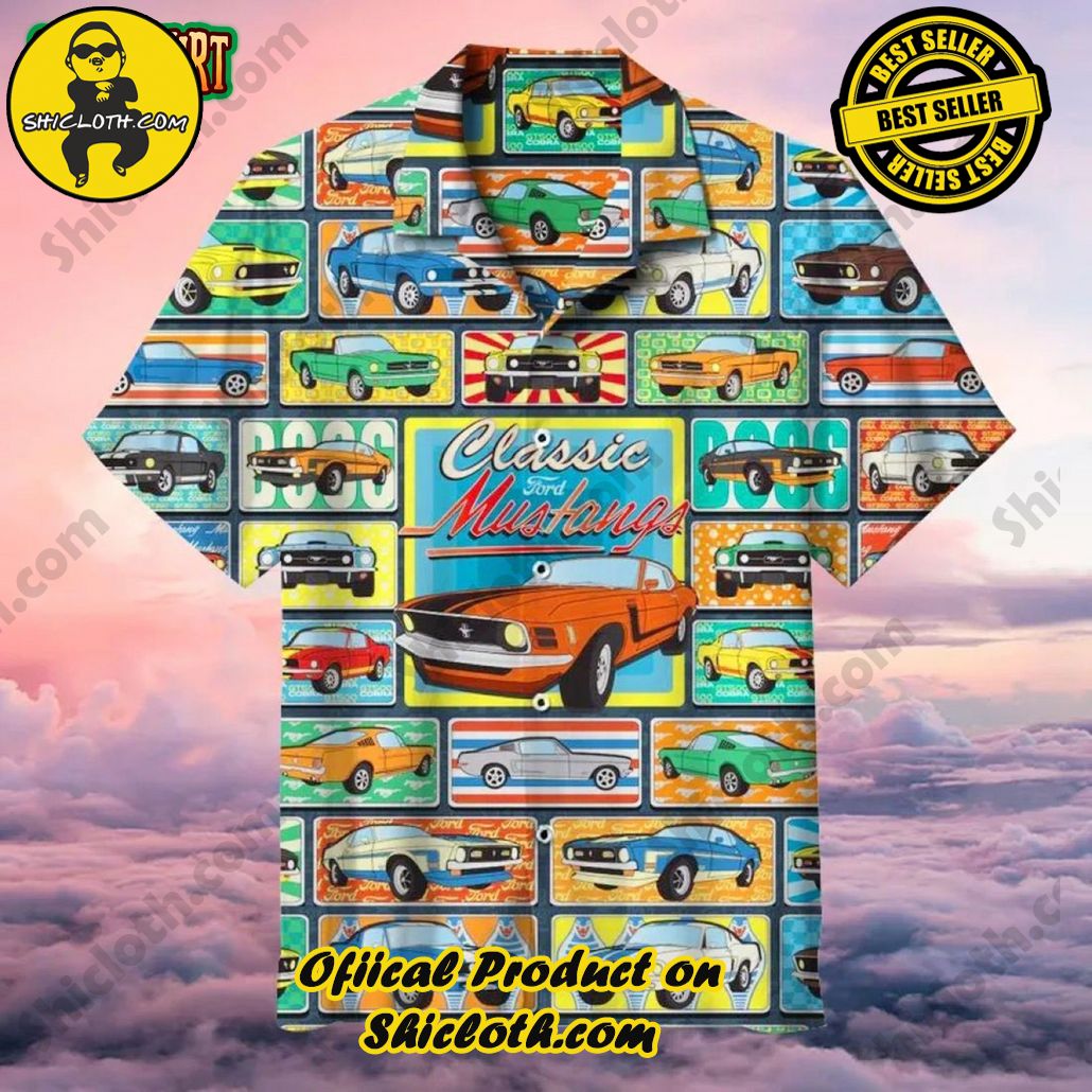 Experience the Vibrant Aloha Spirit with Shicloth's Hawaiian Shirt Collection 12 1964 Ford Mustang Classic Car Hawaiian Shirt