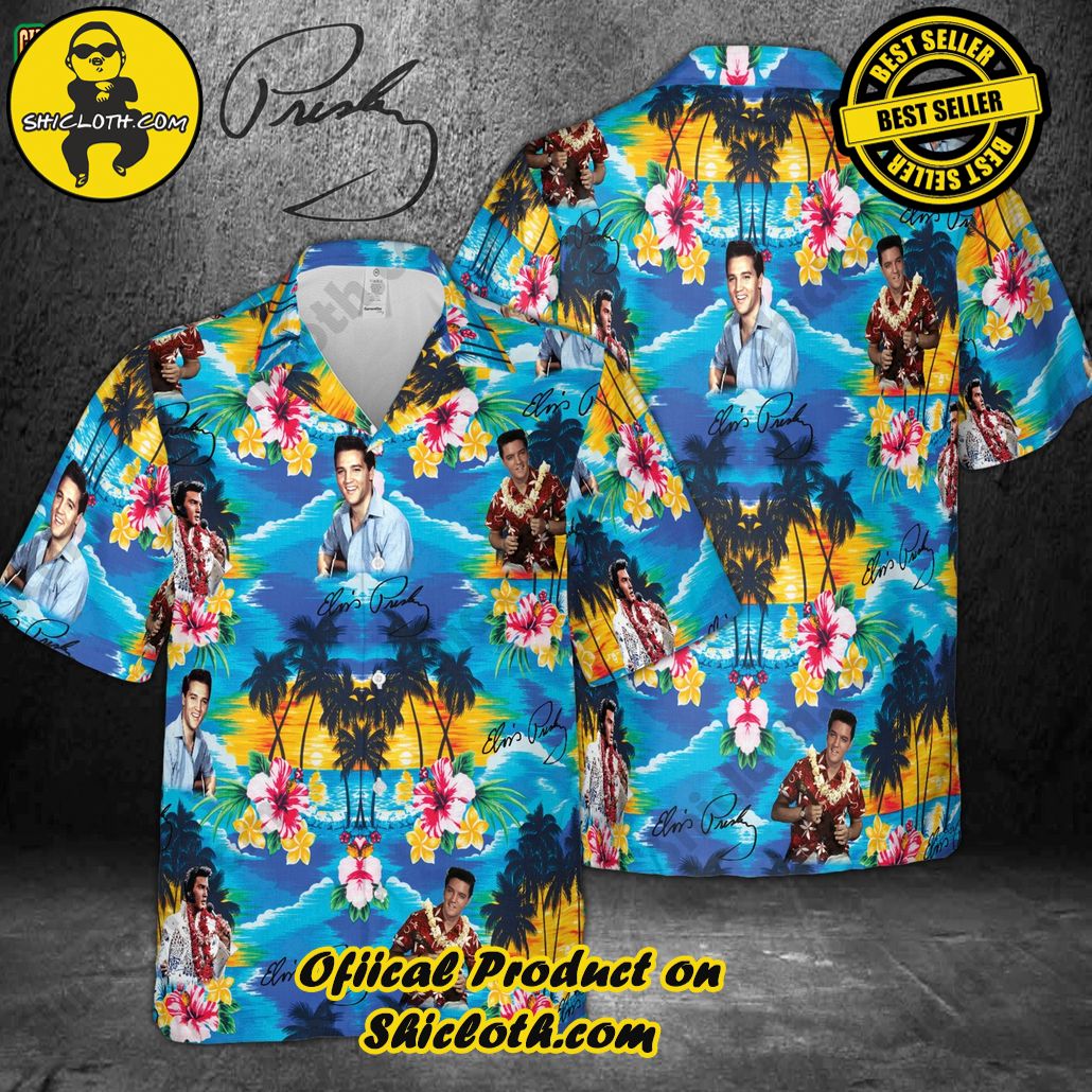Experience the Vibrant Aloha Spirit with Shicloth's Hawaiian Shirt Collection 46 3D Elvis Presley Blue Beach Hawaiian Shirt