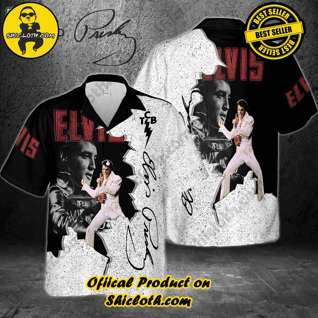 Experience the Vibrant Aloha Spirit with Shicloth's Hawaiian Shirt Collection 52 3D Elvis Presley White Black Hawaiian Shirt