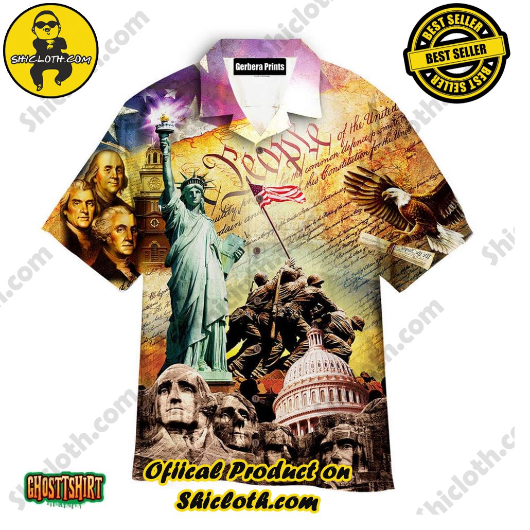 Experience the Vibrant Aloha Spirit with Shicloth's Hawaiian Shirt Collection 80 4th Of July God Bless America Aloha Hawaiian Shirt