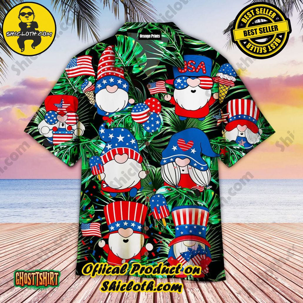 Experience the Vibrant Aloha Spirit with Shicloth's Hawaiian Shirt Collection 82 4th Of July Happy Independence Day Gnomes Dancing Aloha Hawaiian Shirt