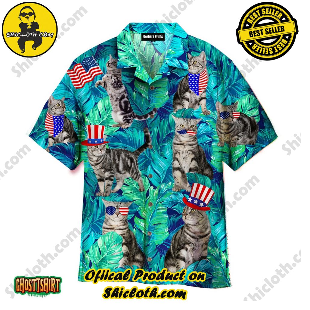 Experience the Vibrant Aloha Spirit with Shicloth's Hawaiian Shirt Collection 90 4th Of July Independence Day Cats Lover Palm Leaves Pattern Aloha Hawaiian Shirt