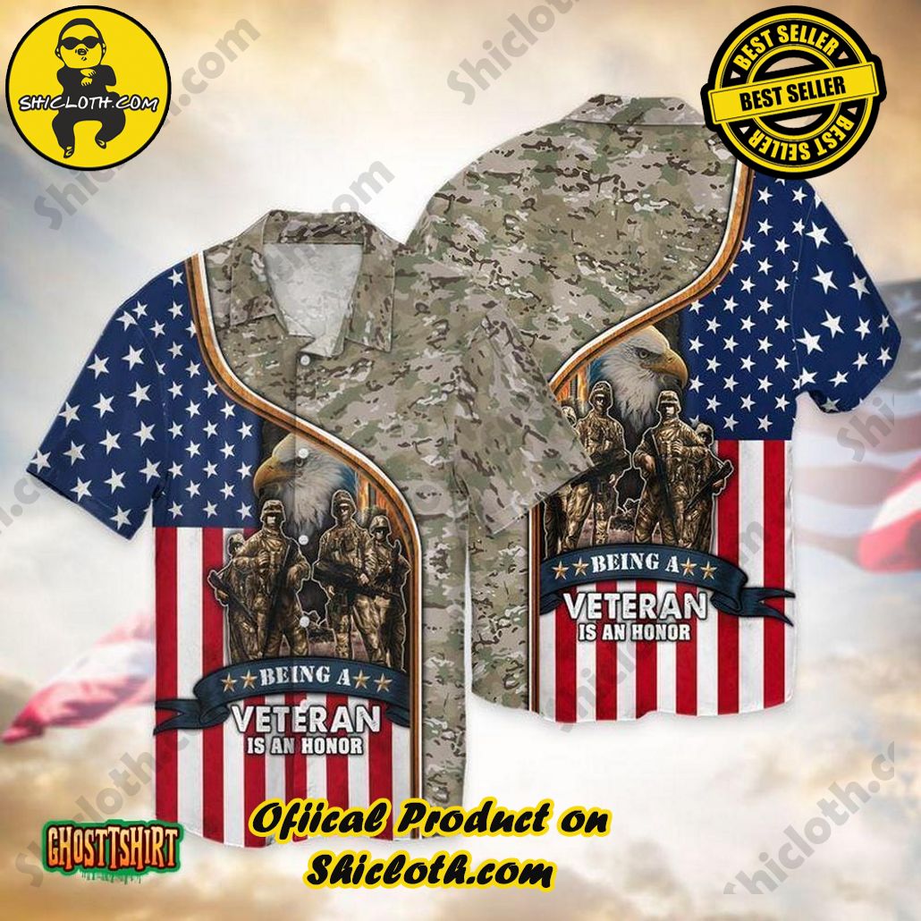 Discover the Aloha Hawaiian Shirt: Your Ultimate Summer Essential from Shicloth 4 4th Of July Memorial Day American Being A Veteran Is A Honor Graphic Aloha Hawaiian Shirt