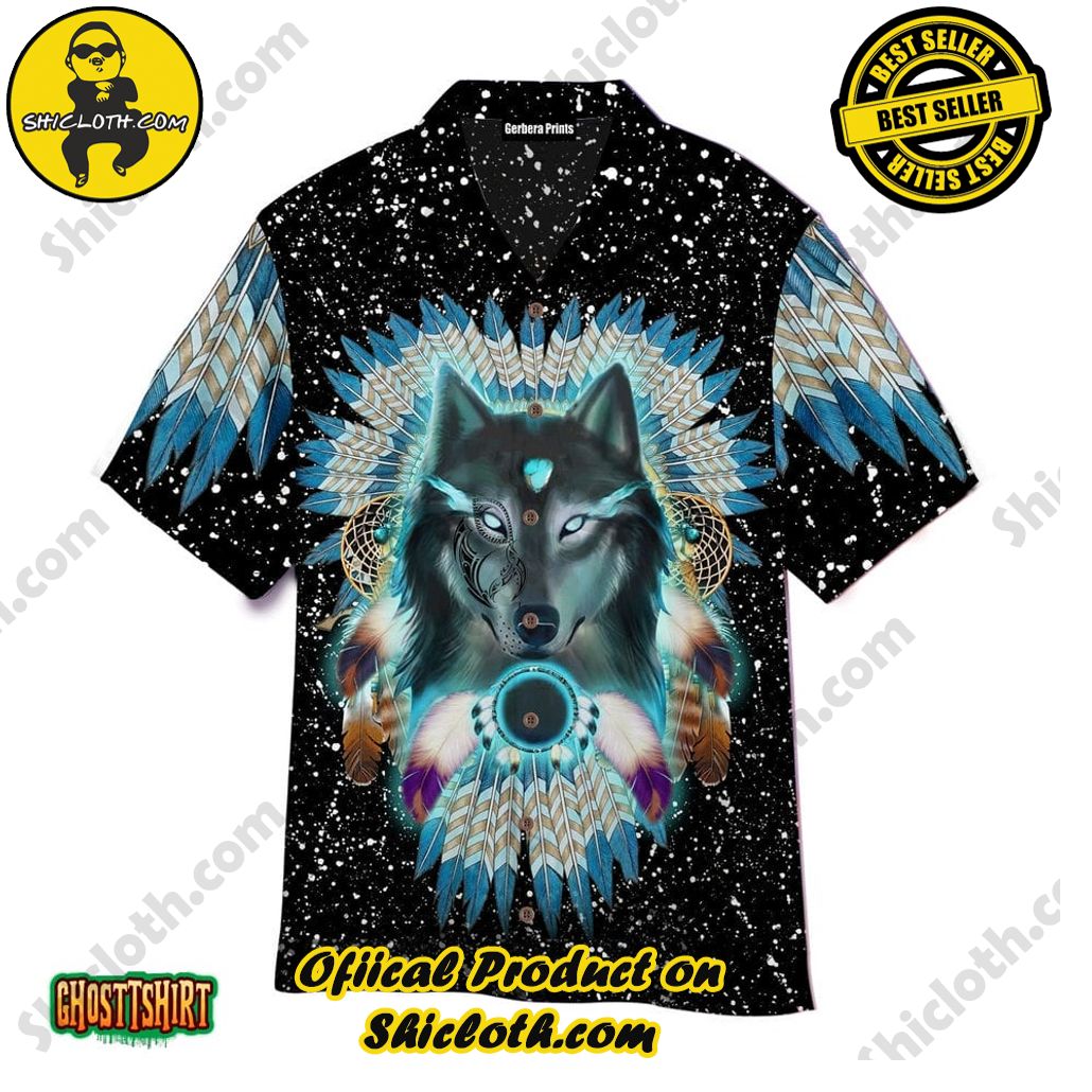 Discover the Aloha Hawaiian Shirt: Your Ultimate Summer Essential from Shicloth 86 Aborigine Style Black Wolf Dog In Galaxy Aloha Hawaiian Shirt