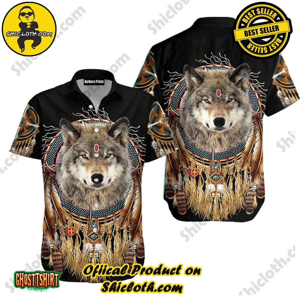Discover the Aloha Hawaiian Shirt: Your Ultimate Summer Essential from Shicloth 87 Aborigine Style Wolf Dog Aloha Hawaiian Shirt