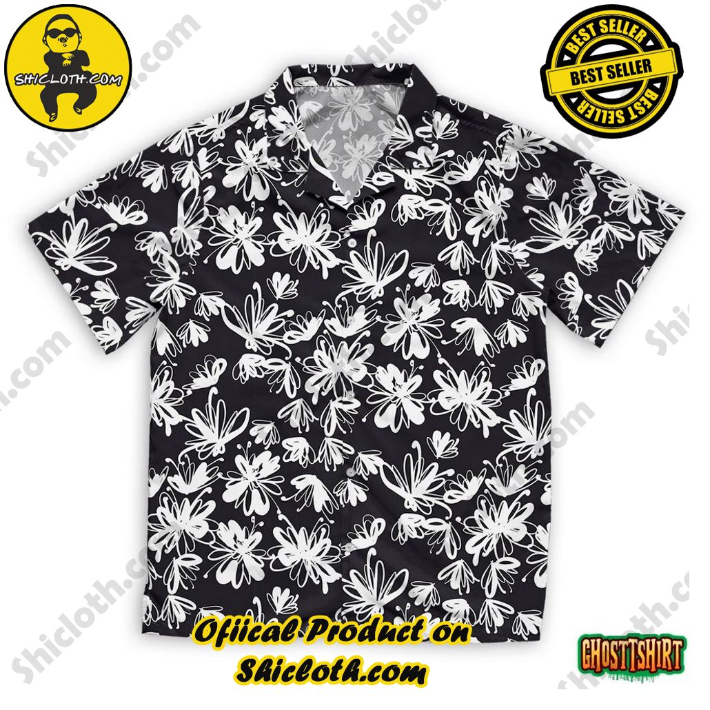 Embrace Summer Vibes with Shicloth's Aloha Hawaiian Shirt: A Fusion of Style and Comfort 9 Abstract Laconic Black And White Floral Pattern Hawaiian Beach Shirt