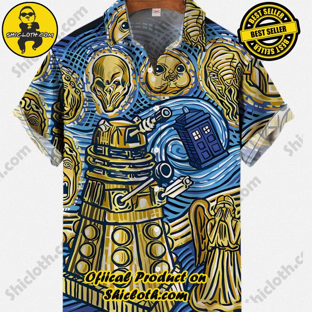 Shicloth Short Sleeve Shirts: The Perfect Way to Stay Cool and Comfortable on Your Beach Vacation 3 Abstract Starry Sky Classic Painting And Mr. Mysterious Box Robot And Time Travel Box Personality Printing Short Sleeve Shirt
