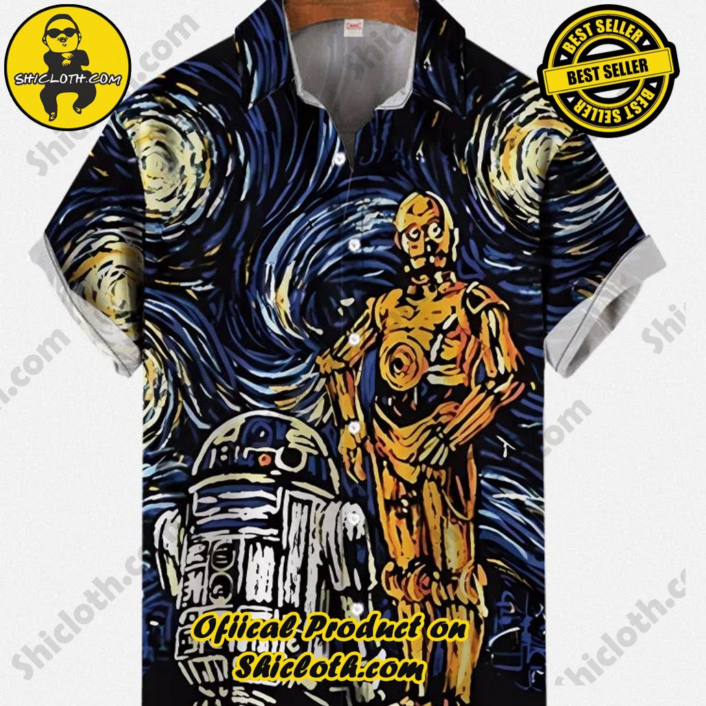Shicloth Short Sleeve Shirts: The Perfect Way to Stay Cool and Comfortable on Your Beach Vacation 4 Abstract Starry Sky Classic Painting And Space War Robots Personality Printing Short Sleeve Shirt