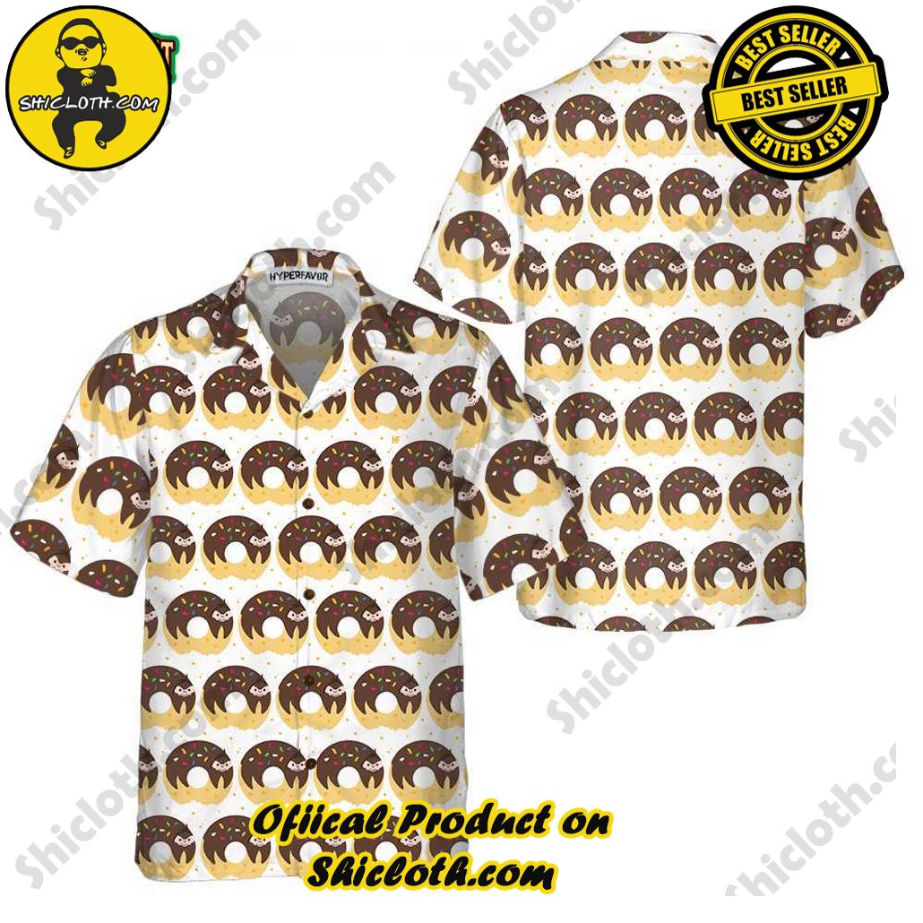 Embrace Summer Vibes with Shicloth's Aloha Hawaiian Shirt: A Fusion of Style and Comfort 52 Adorable Cartoon Sloth On Donut Hawaiian Shirt