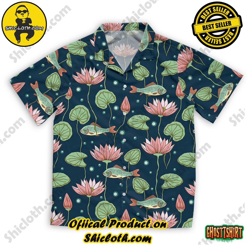 Embrace Summer Vibes with Shicloth's Aloha Hawaiian Shirt: A Fusion of Style and Comfort 56 Adorable Seamless Pattern With Lotus Flowers Buds Hawaiian Beach Shirt