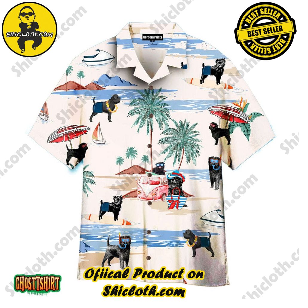 Embrace Summer Vibes with Shicloth's Aloha Hawaiian Shirt: A Fusion of Style and Comfort 67 Affenpinscher Summer Beach White Aloha Hawaiian Shirt