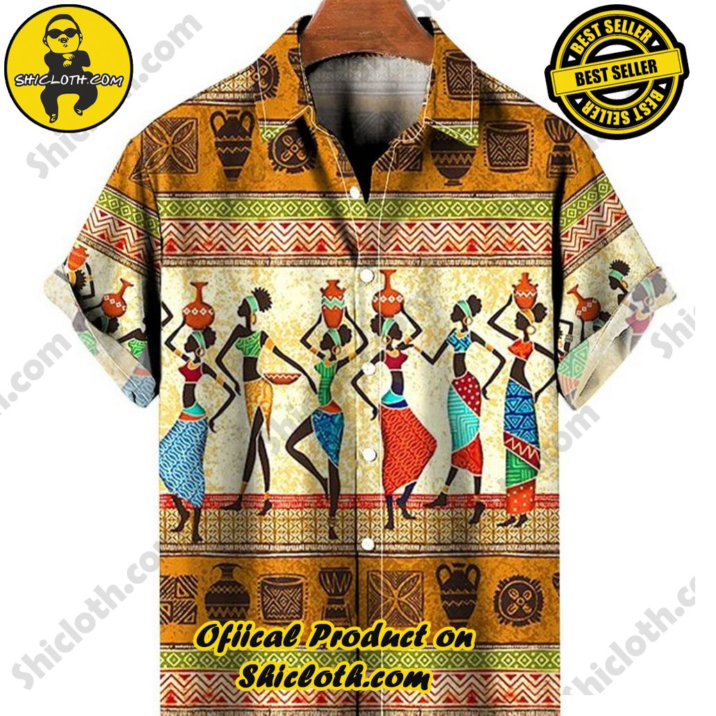 Embrace Summer Vibes with Shicloth's Aloha Hawaiian Shirt: A Fusion of Style and Comfort 76 African Beauty Stripes Print Short Sleeve Shirt