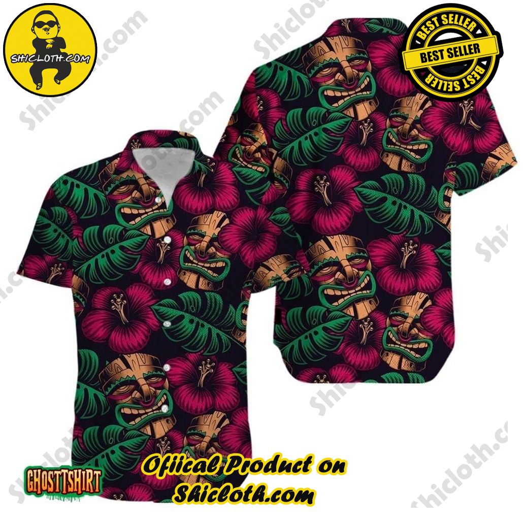 Discover the Tropical Charm: Shicloth's Hawaiian Shirt Collection 15 Aku Aku Mascaras Tiki Mask Aloha Aloha Hawaiian Shirt
