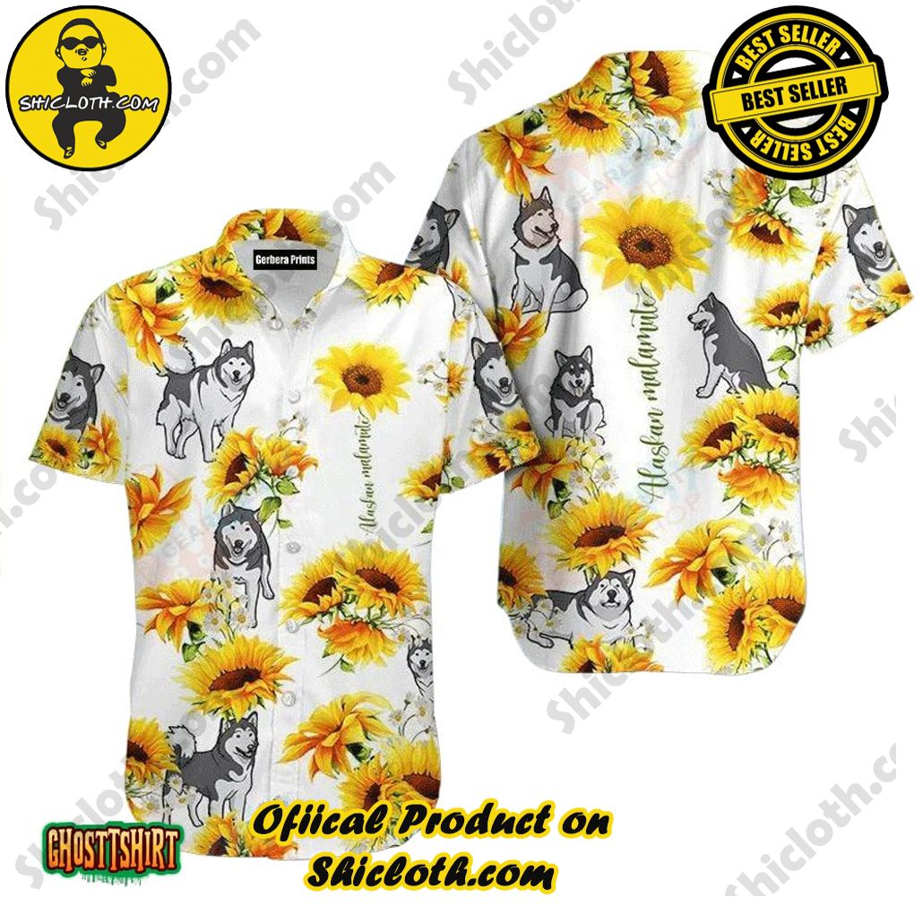 Discover the Tropical Charm: Shicloth's Hawaiian Shirt Collection 29 Alaskan Dog Malamute Sunflower Aloha Hawaiian Shirt