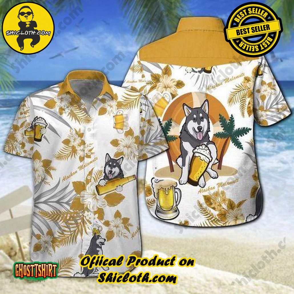 Discover the Tropical Charm: Shicloth's Hawaiian Shirt Collection 30 Alaskan Malamute Beer White Aloha Hawaiian Shirt