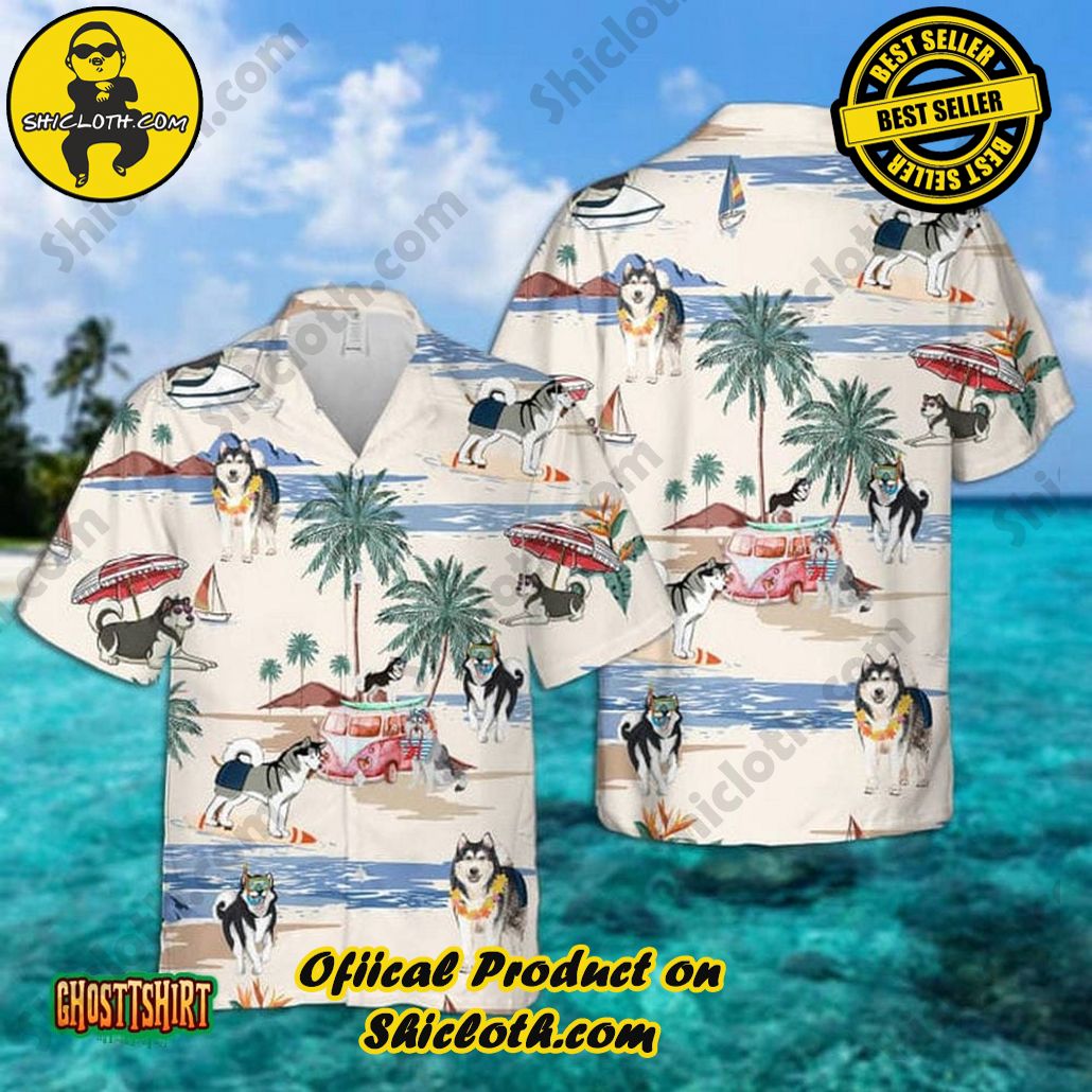 Discover the Tropical Charm: Shicloth's Hawaiian Shirt Collection 32 Alaskan Malamute Summer Beach White Aloha Hawaiian Shirt