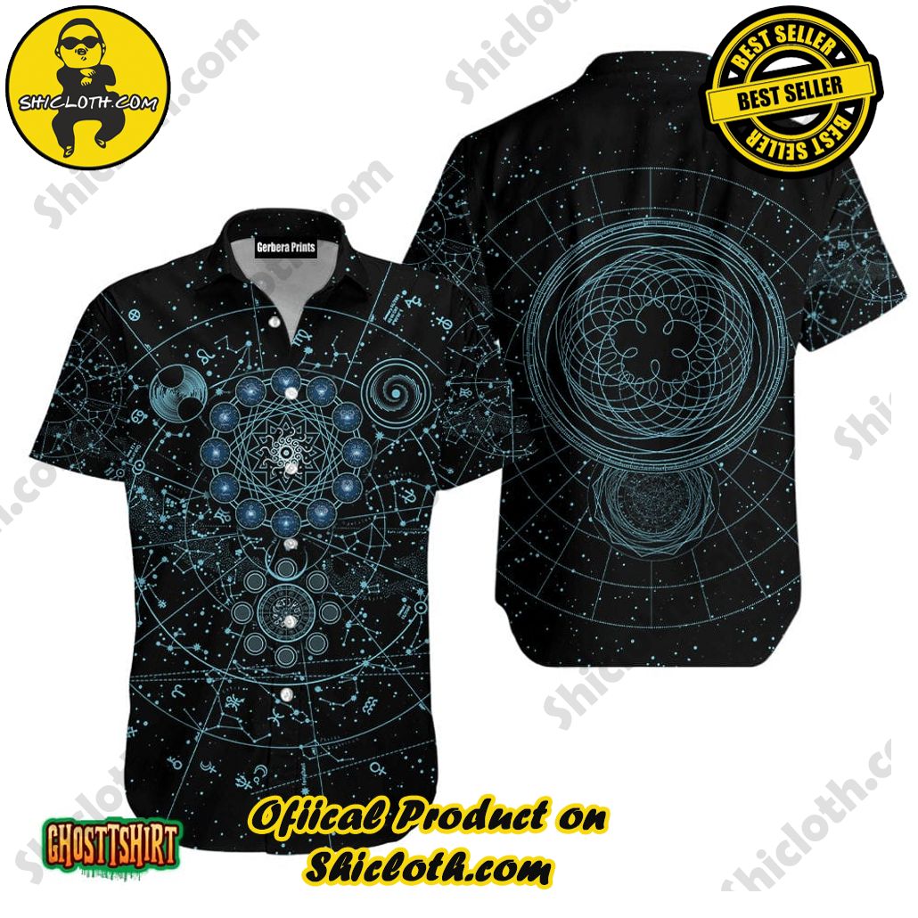 Discover the Tropical Charm: Shicloth's Hawaiian Shirt Collection 35 Alchemy Blue Pattern Black Aloha Hawaiian Shirt