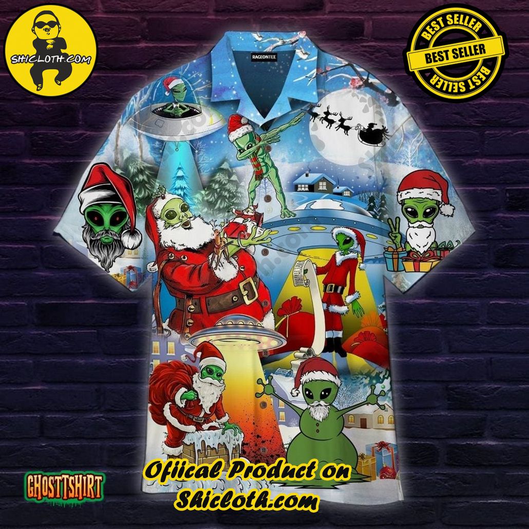 Discover the Tropical Charm: Shicloth's Hawaiian Shirt Collection 45 Alien And Santa Claus At Christmas Aloha Hawaiian Shirt