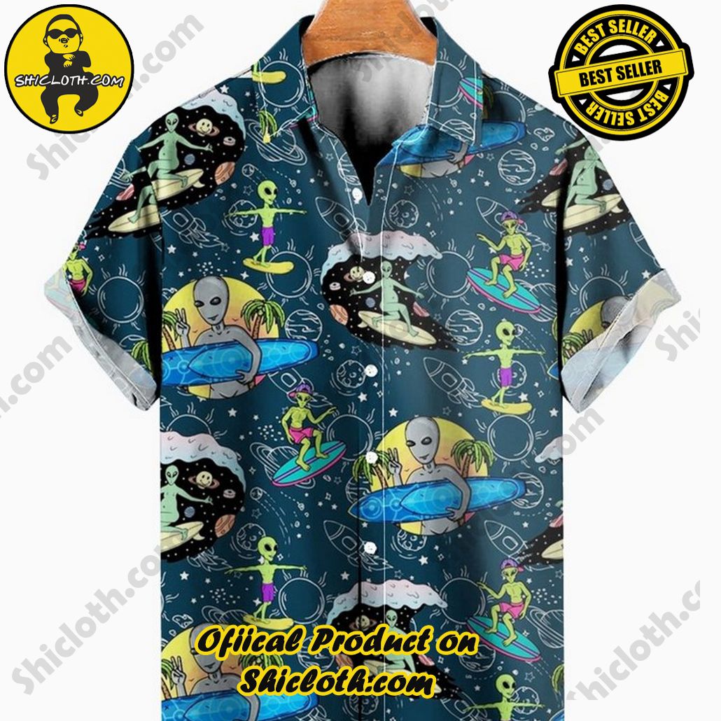 Discover the Tropical Charm: Shicloth's Hawaiian Shirt Collection 56 Alien Print Casual Hawaiia Short Sleeve Shirt