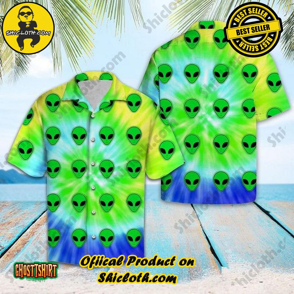 Discover the Tropical Charm: Shicloth's Hawaiian Shirt Collection 59 Alien Tiedye Aloha Hawaiian Shirt
