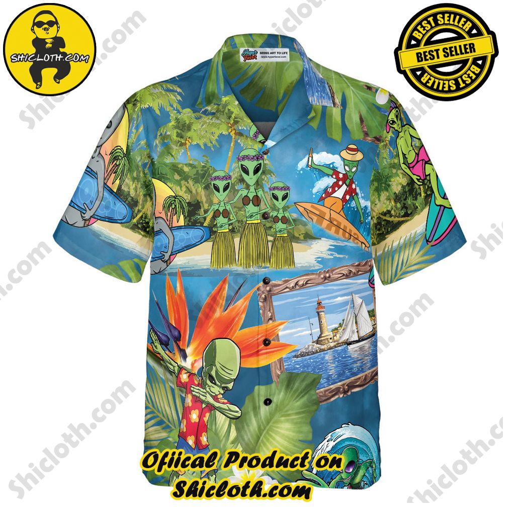 Discover the Tropical Charm: Shicloth's Hawaiian Shirt Collection 61 Alien Tropical Summer Hawaiian Shirt
