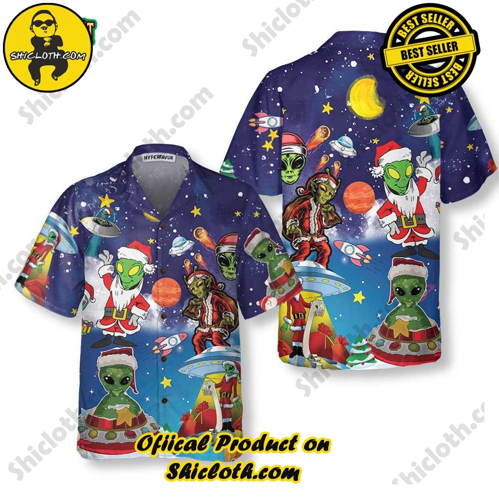 Discover the Tropical Charm: Shicloth's Hawaiian Shirt Collection 67 Aliens In Santa Costume Hawaiian Shirt