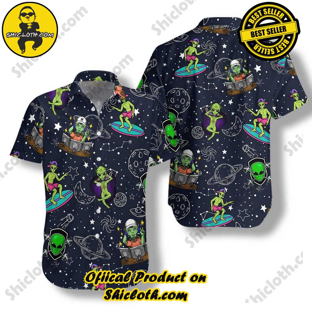 Discover the Tropical Charm: Shicloth's Hawaiian Shirt Collection 68 Aliens Night Sky Hawaiian Shirt