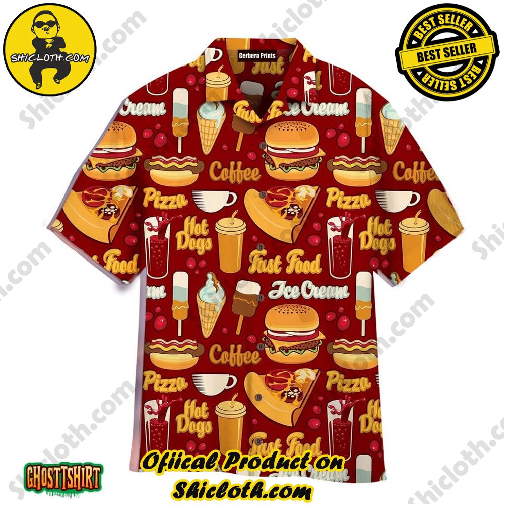 Discover the Tropical Charm: Shicloth's Hawaiian Shirt Collection 80 All I Need Is Love And A Tasty Fast Food Red And Yellow Aloha Hawaiian Shirt