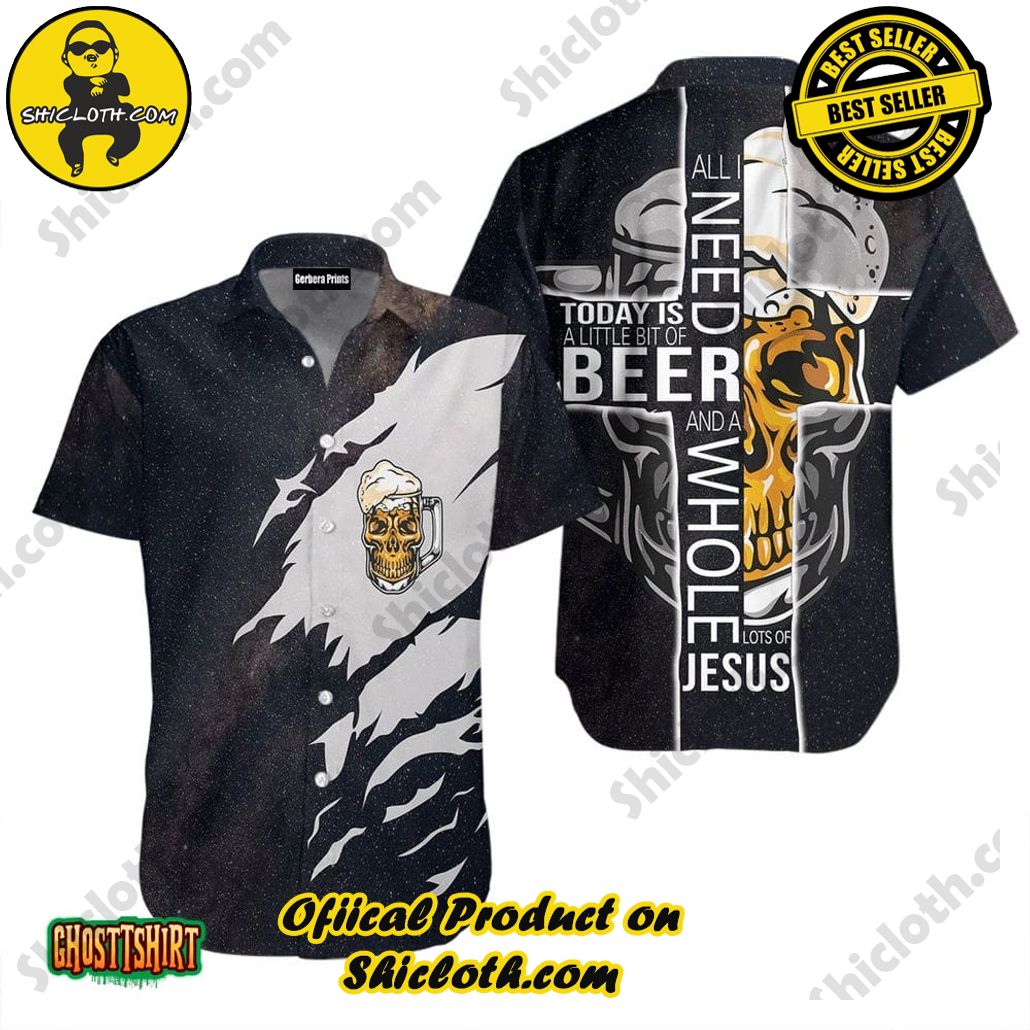 Discover the Tropical Charm: Shicloth's Hawaiian Shirt Collection 82 All I Need Today is A Little Bit of Beer Black Aloha Hawaiian Shirt