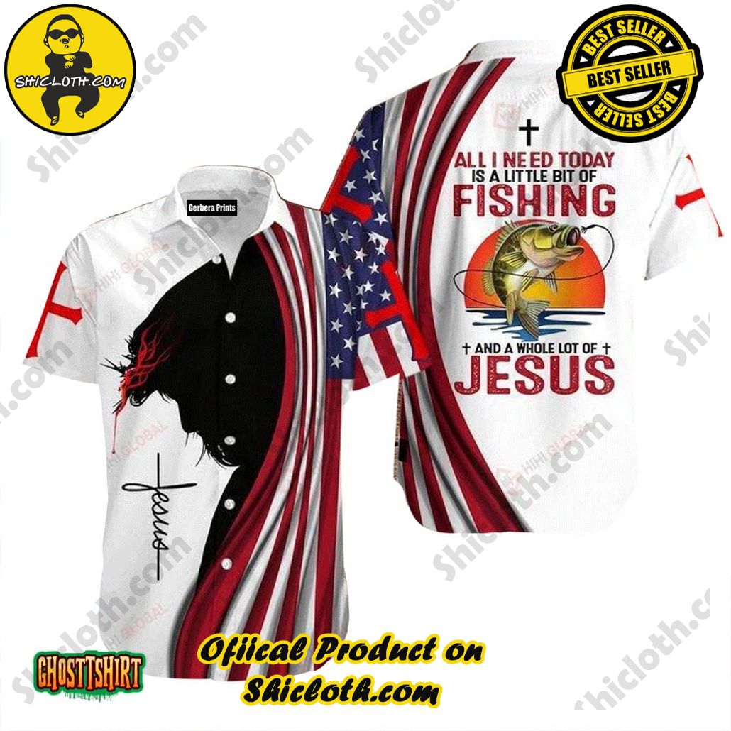 Discover the Tropical Charm: Shicloth's Hawaiian Shirt Collection 83 All I Need Today Is A Little Bit Of Fishing And A Whole Lot Of Jesus Aloha Hawaiian Shirt