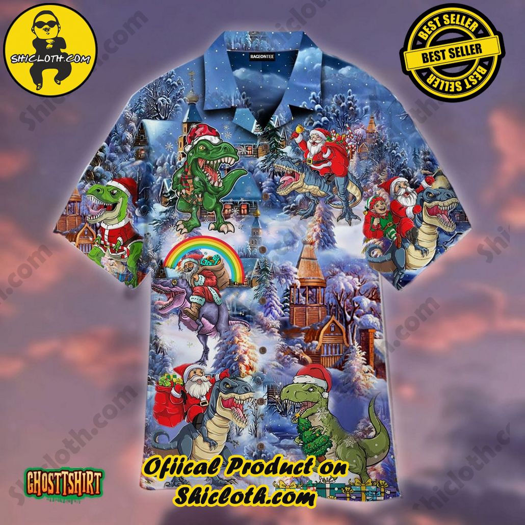 Discover the Tropical Charm: Shicloth's Hawaiian Shirt Collection 96 All Santa Want For Christmas Is T Rex Aloha Hawaiian Shirt