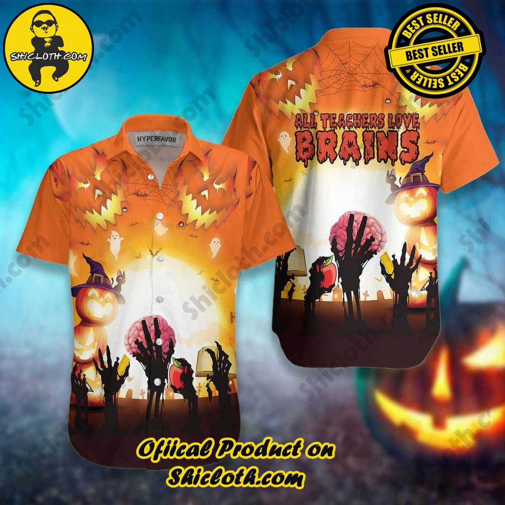 Discover the Tropical Charm: Shicloth's Hawaiian Shirt Collection 98 All Teachers Love Brains Teacher Hawaiian Shirt