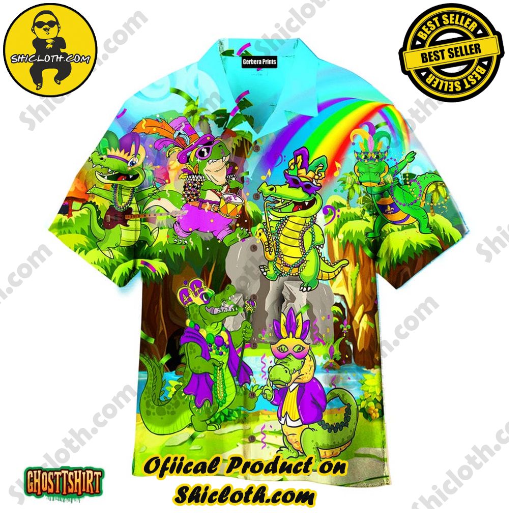 Discover Paradise: Shicloth's Hawaiian Beach Shirt Collection 3 Alligator Mardi Gras Pattern Rainbow Aloha Hawaiian Shirt
