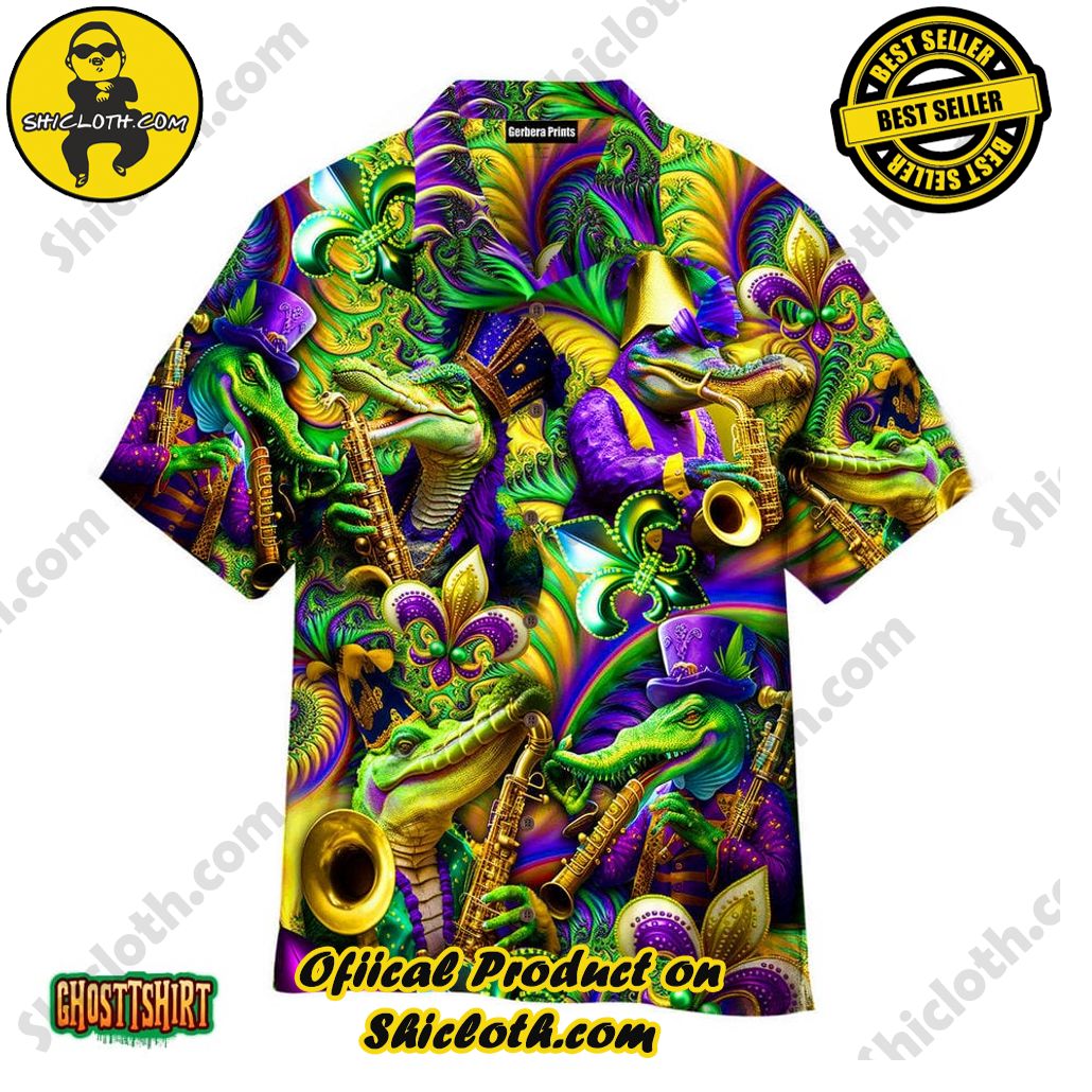 Discover Paradise: Shicloth's Hawaiian Beach Shirt Collection 7 Alligators Mardi Gras Carnival Party Aloha Hawaiian Shirt
