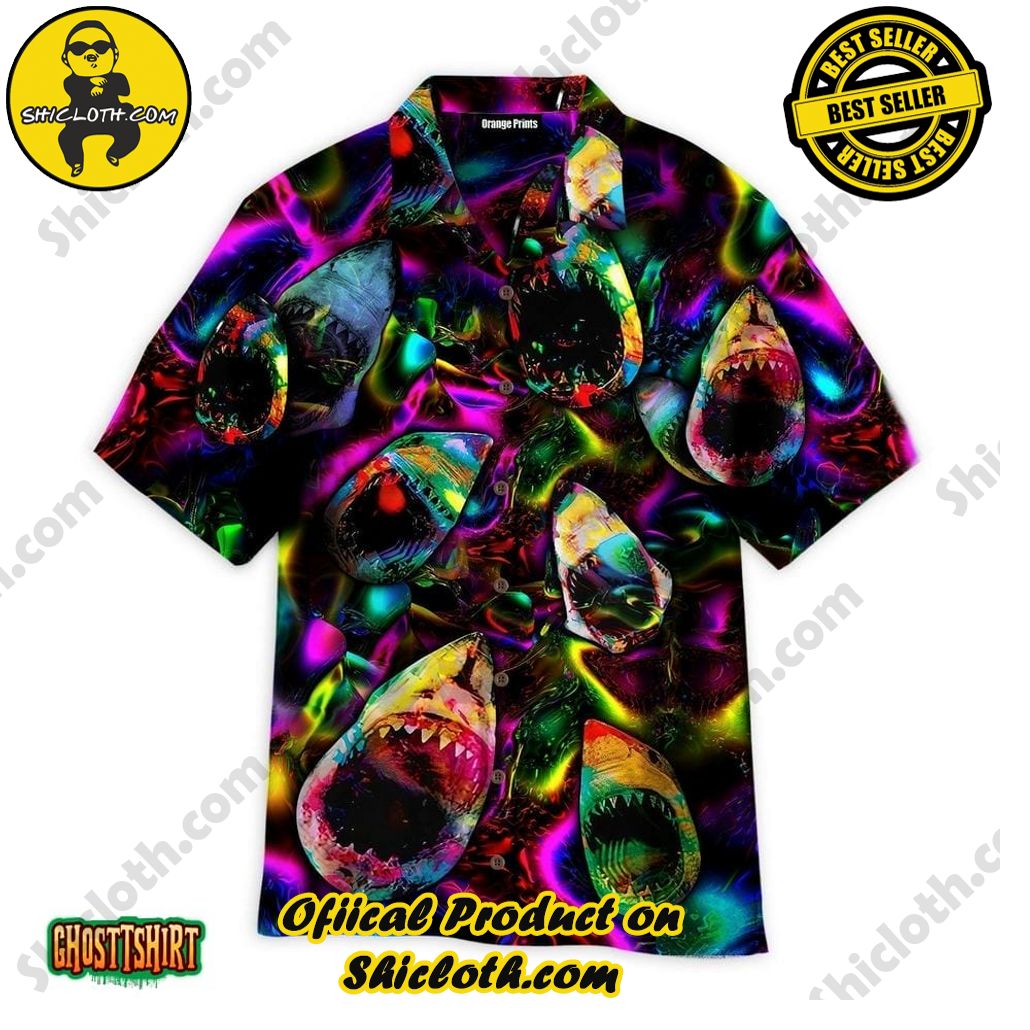 Discover Paradise: Shicloth's Hawaiian Beach Shirt Collection 27 Aloha Gradient Sharks Aloha Hawaiian Shirt