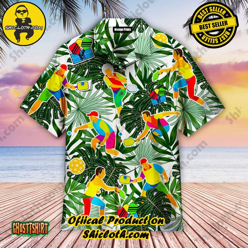 Discover Paradise: Shicloth's Hawaiian Beach Shirt Collection 43 Aloha Pickleball Player Tropical Palm Leaves Aloha Hawaiian Shirt