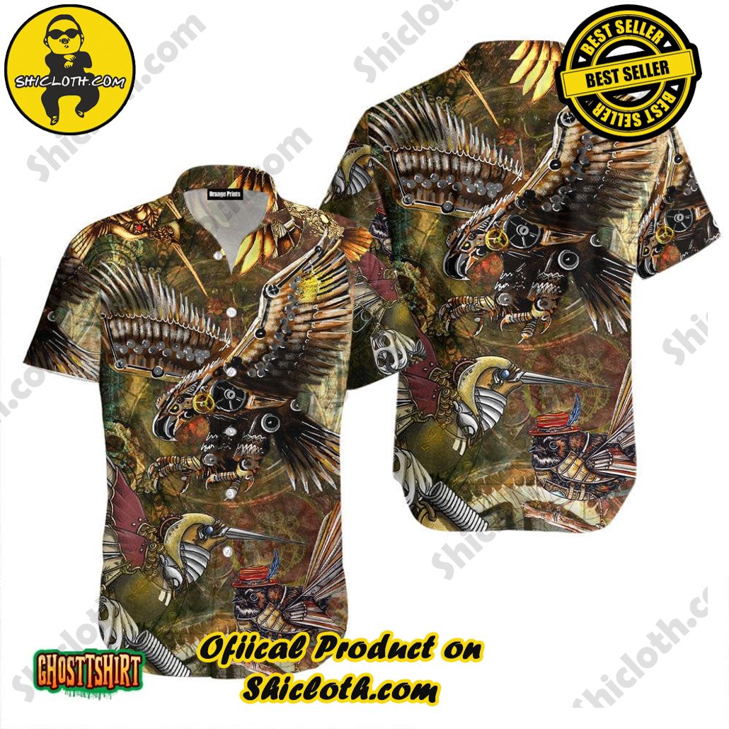Discover Paradise: Shicloth's Hawaiian Beach Shirt Collection 52 Aloha Shirts Steampunk Birds And Eagle Aloha Hawaiian Shirt
