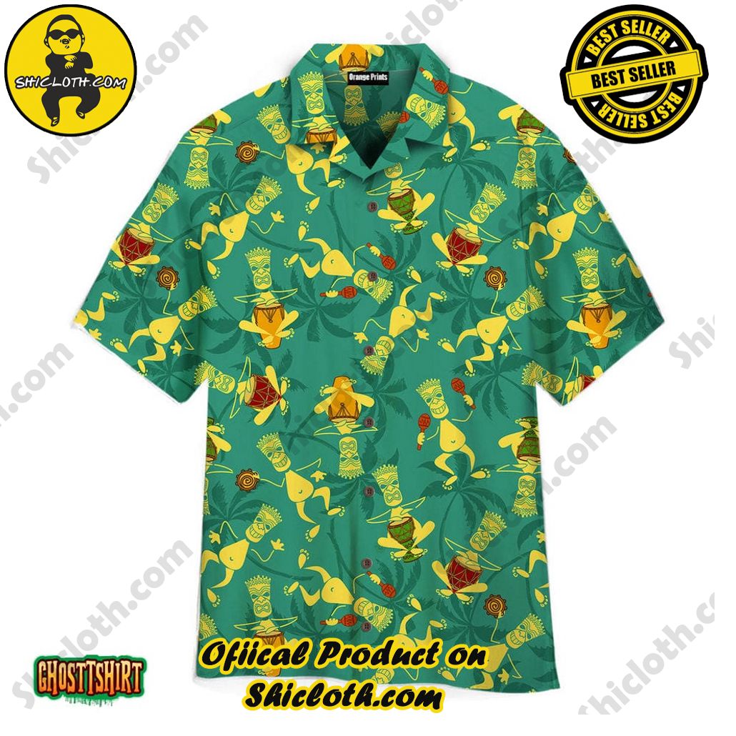 Discover Paradise: Shicloth's Hawaiian Beach Shirt Collection 59 Aloha Tiki Tribal Musicians Aloha Hawaiian Shirt