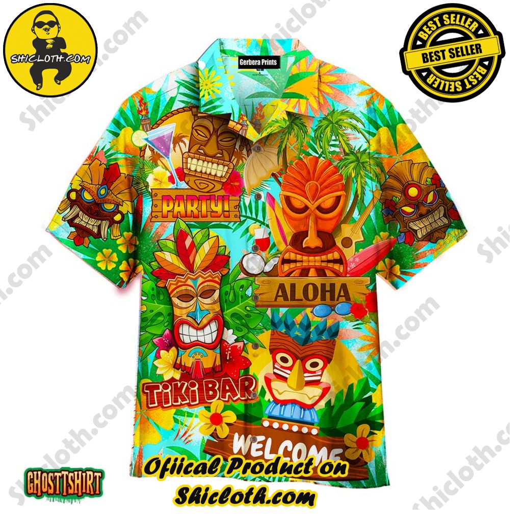 Discover Paradise: Shicloth's Hawaiian Beach Shirt Collection 62 Aloha Welcome Tiki Bar Party Tribe Aloha Tropical Aloha Hawaiian Shirt