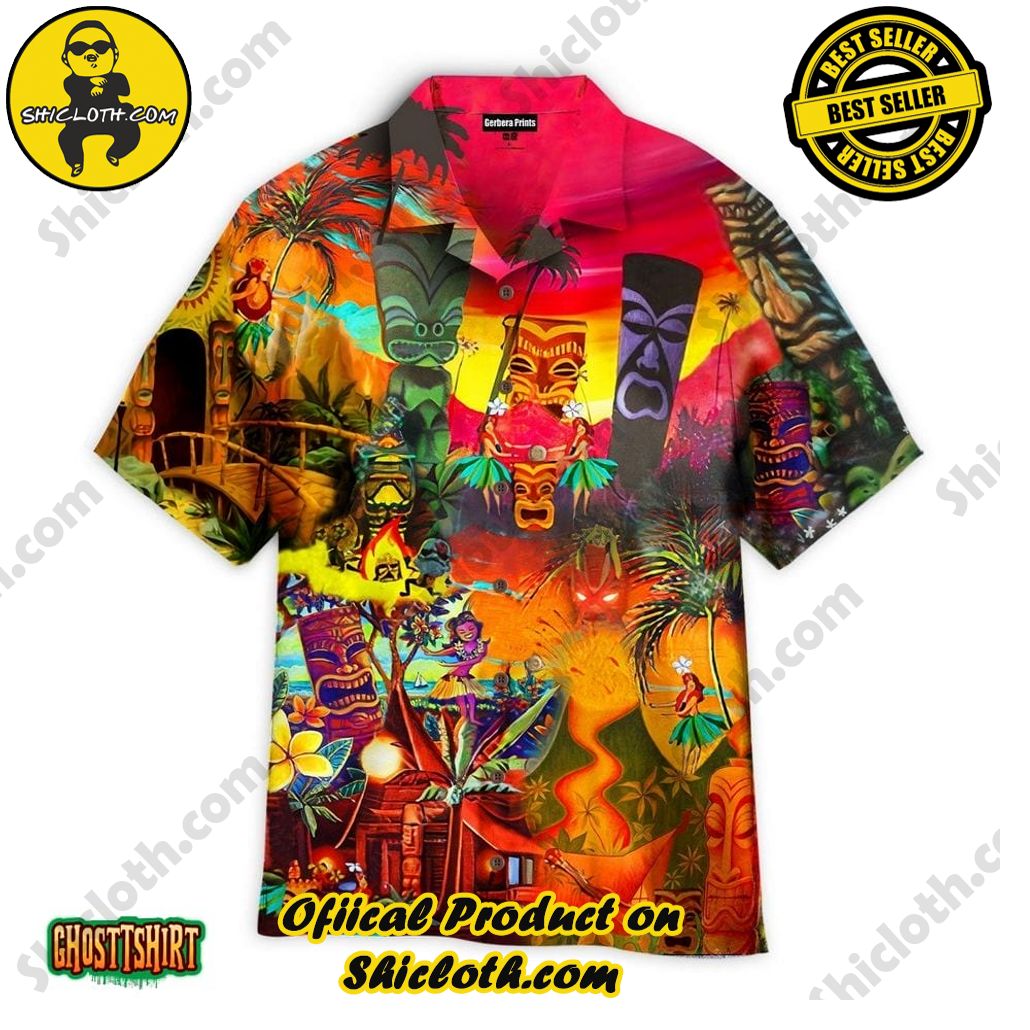 Discover Paradise: Shicloth's Hawaiian Beach Shirt Collection 77 Always Keeps Your Heart Tiki Orange Aloha Hawaiian Shirt