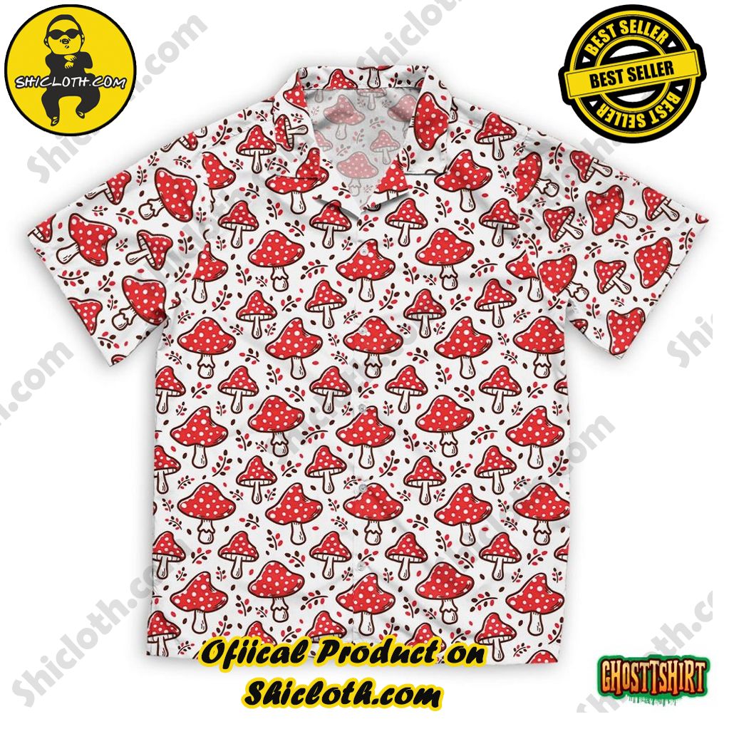 Discover Paradise: Shicloth's Hawaiian Beach Shirt Collection 80 Amanita Mushroom Cartoon Hawaiian Beach Shirt