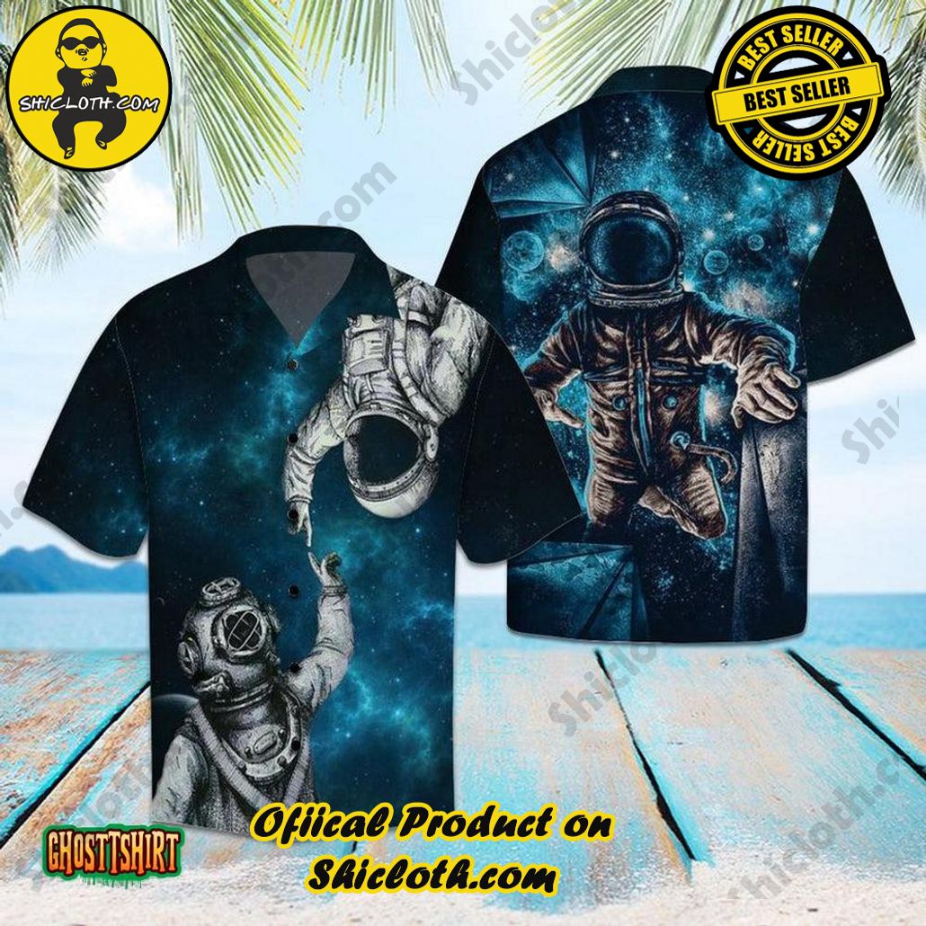 Discover Paradise: Shicloth's Hawaiian Beach Shirt Collection 89 Amazing Astronaut Black And Blue Aloha Hawaiian Shirt