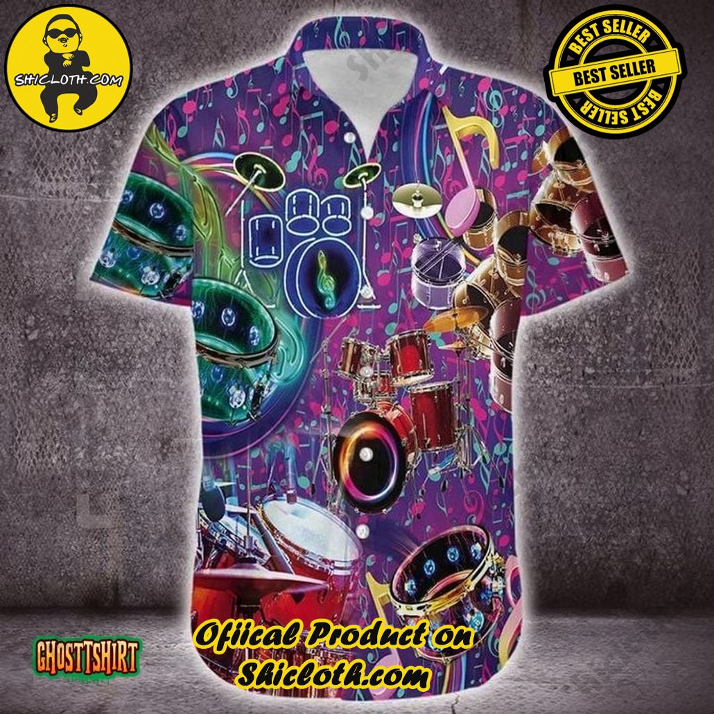 Discover the Perfect Beachwear: Shicloth's Stylish Summer Shirts for Your Next Vacation 31 Amazing Colorful Neon Light Drum Aloha Hawaiian Shirt