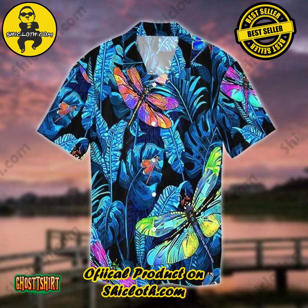 Discover the Perfect Beachwear: Shicloth's Stylish Summer Shirts for Your Next Vacation 41 Amazing Dragonfly Blue Aloha Hawaiian Shirt