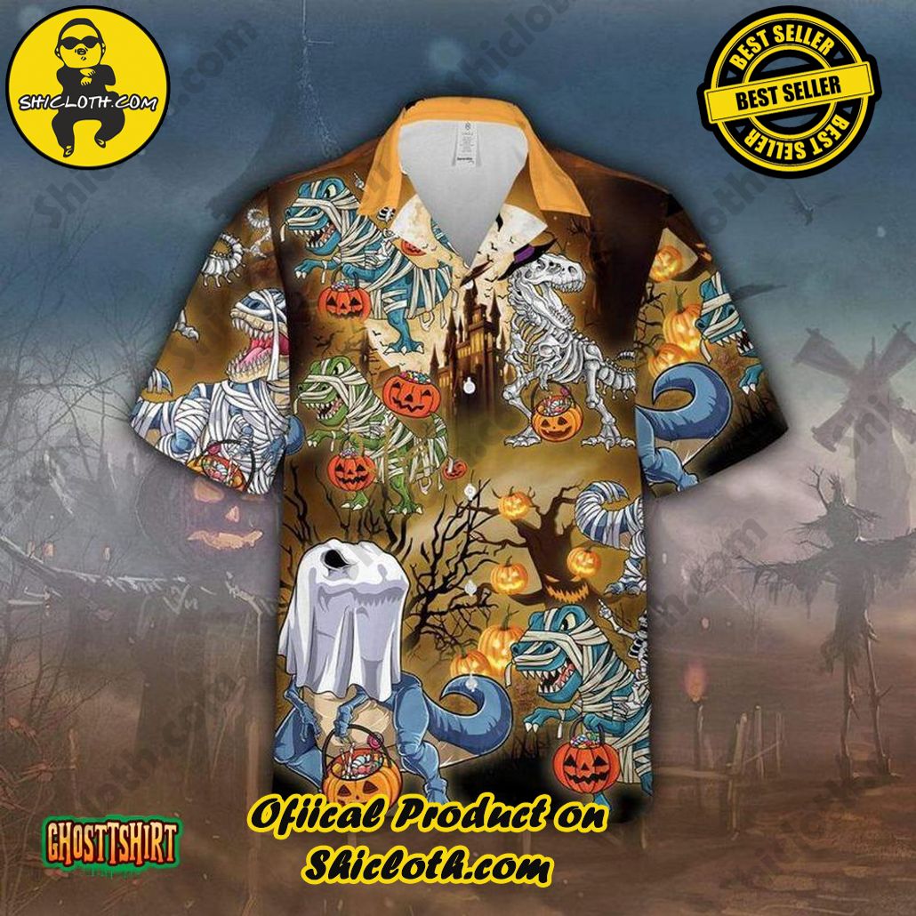 Discover the Perfect Beachwear: Shicloth's Stylish Summer Shirts for Your Next Vacation 68 Amazing Halloween Dinosaur Aloha Hawaiian Shirt